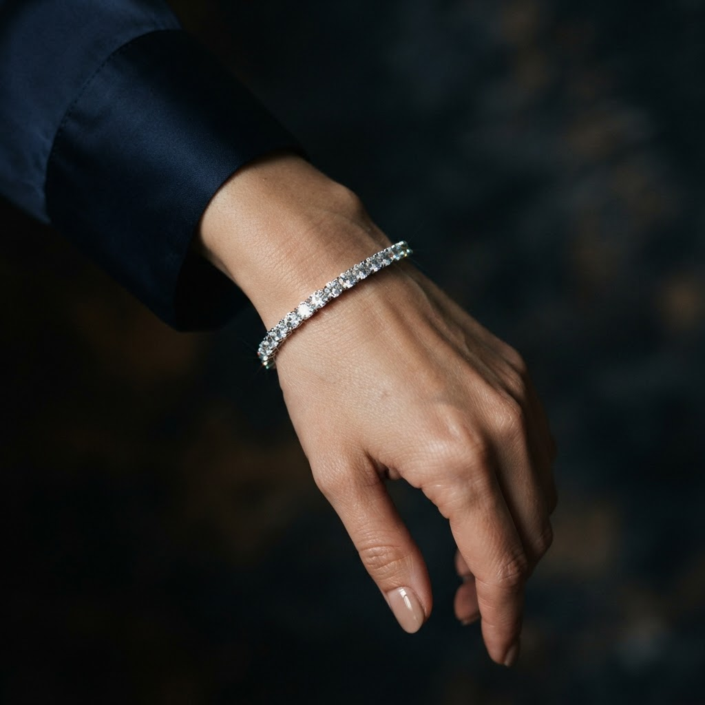 Inspiration portée : bracelet tennis en moissanite — visuel de présentation